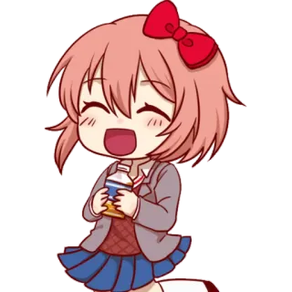 😄 Sayori Doki Doki Literature Club! anime, cartoon, kawaii, cute, cheerful, schoolgirl, doki doki literature club, sayori telegram sticker