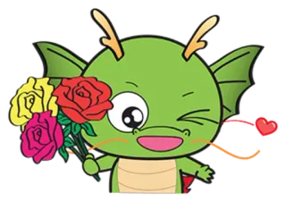 😉 naga, kartun, bunga, mawar, cinta, hati, imut telegram sticker