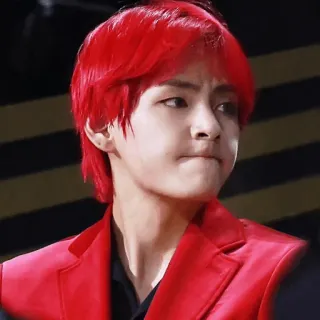 🐚 V K-pop, BTS, capelli rossi, cantante, celebrità, coreano, maschio telegram sticker