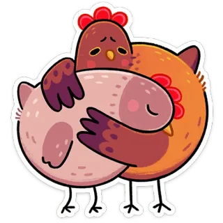 ⭐ kurczak, przytulanie, zwierzę, przyjaźń, słodki, miłość, kawaii telegram sticker
