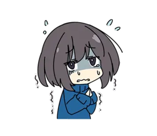 😖 anime, girl, cartoon, sweating, anxious, nervous, fearful telegram sticker