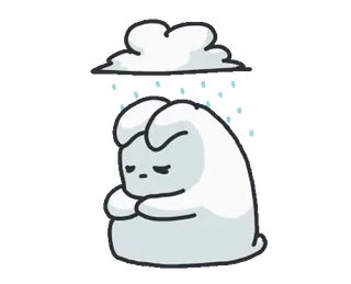 ☹️ triste, nuage, pluie, déprimé, malheureux, seul, dessin animé telegram sticker