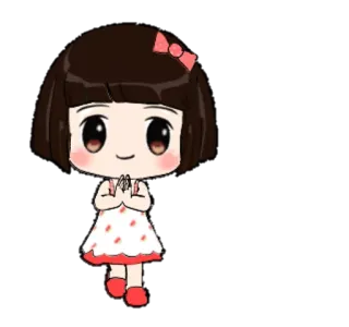 🙏 Cartoon, Mädchen, Niedlich, Anime, Kawaii, Illustration telegram sticker