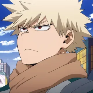 💥 Katsuki Bakugo My Hero Academia Anime, Manga, Karakter, rambut pirang, Pahlawan, marah, serius, Katsuki Bakugo, My Hero Academia whatsapp sticker