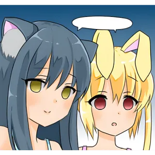 🤨 dziewczyna anime, kocie uszy, królicze uszy, słodkie, kreskówka, naklejka telegram sticker