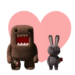 💬 Domo 도모, 토끼, 하트, 귀여운, 커플, 사랑 telegram sticker