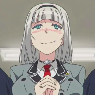 😊 anime, girl, school uniform, silver hair, smiling, character telegram sticker