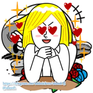 ® @afasoft การ์ตูน, ความรัก, ตาเป็นรูปหัวใจ, สติกเกอร์, afasoft telegram sticker