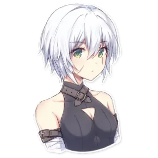 👀 Anime, Sticker, Feminino, Cabelo curto, Cabelo branco, Garota anime telegram sticker