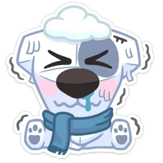 😥 chien, froid, hiver, écharpe, animal, dessin animé whatsapp sticker