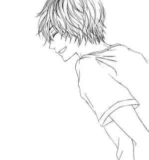 ♥️ Anime, Manga, Chico, Sonrisa, Boceto, Dibujo animado telegram sticker