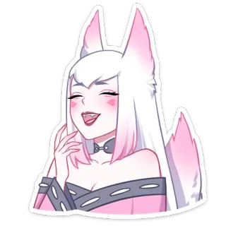 😅 anime, fox girl, kemonomimi, cute, kawaii, sticker telegram sticker