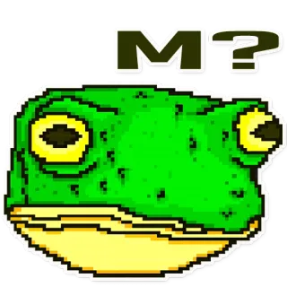 😣 M? kikker, cartoon, groen, dier, vraag telegram sticker