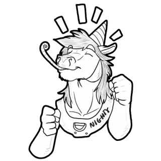 💃 NIGHTY fiesta, cumpleaños, celebración, poni, dibujos animados, mascota telegram sticker