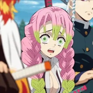 🌸 Mitsuri Kanroji Demon Slayer Anime, Demon Slayer, Mitsuri Kanroji, Piliers, Pilier de l'Amour, Mignon, Cheveux roses whatsapp sticker