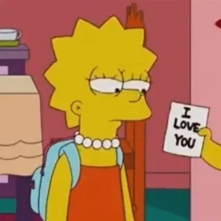 ❤ Lisa Simpson The Simpsons I LOVE YOU Cartoon, Liebe, Nachricht, herzlich, Animation, Familie, Grußkarte whatsapp sticker