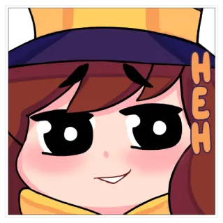 🙂 HEH Dibujo animado, Personaje, Sombrero, Sonrisa, Lindo telegram sticker