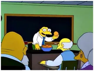 🍊 cartoon, classroom, oranges, teacher, Simpson's telegram sticker