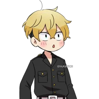 😳 @HAWKS Anime, Chibi, Nhân vật, Tóc vàng, Ngạc nhiên telegram sticker