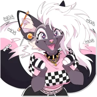 🤩 Loona Helluva Boss WAG WAG WAG WAG loona, helluva boss, furry, wolf, wag, happy, excited, cartoon whatsapp sticker