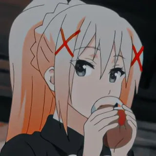 ☕️ Anime, Ragazza, Carina, Kawaii, Bere, Capelli arancioni telegram sticker