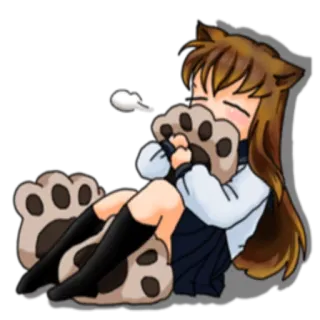 😶 Anime, Słodkie, Kawaii, Chibi, Kocica, Neko, Zwierzę telegram sticker