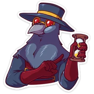 ⏳ medico della peste, clessidra, uccello, cappello, guanti, medicina, vintage telegram sticker