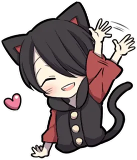 👋 Katze, Anime, süß, Herz, kawaii, Katzenohren, Chibi telegram sticker