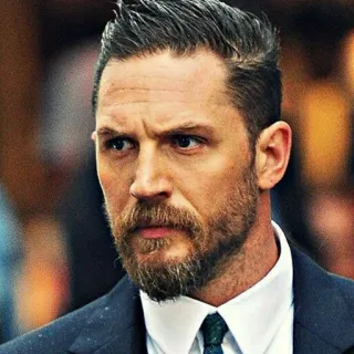 😐 uomo, attore, ritratto, barba, tom hardy, completo telegram sticker