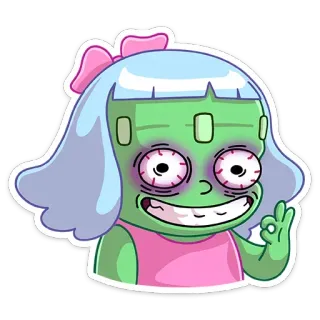 👌 Dessin animé, Mignon, Autocollant, Vert, Fille, Drôle telegram sticker