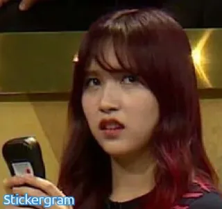 😐 Stickergram 女性, 人, ミナ, KPOP, 混乱, 有名人 telegram sticker