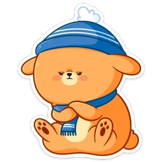 😡 熊, 动物, 卡通, 可爱, 冬天, 帽子, 围巾 telegram sticker