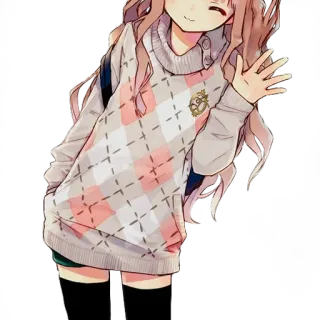 🖐 anime girl, cartoon, kawaii, cute, illustration, teen telegram sticker
