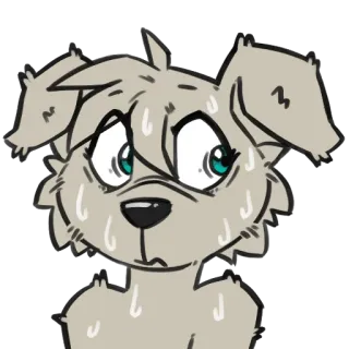 😓 dog, furry, nervous, sweating, anxious, anthropomorphic, cartoon, worried whatsapp sticker