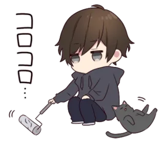 🙁 コロコロ Anime, Chibi, Gato, Limpeza, Mangá, Japonês telegram sticker