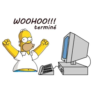 💻 Homer Simpson The Simpsons WOOHOO!!! terminé Homer Simpson, Computer, Feier, Cartoon telegram sticker