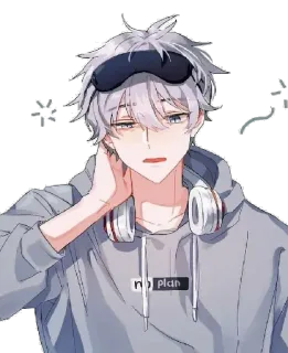 🥱 no plan Anime, Kopfhörer, Schlafmaske, Hoodie, Casual, Entspannt telegram sticker