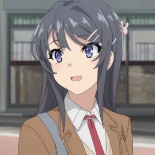 🙂 Mai Sakurajima Rascal Does Not Dream of Bunny Girl Senpai Anime, Meisje, Schooluniform, Leuk, Cartoon telegram sticker