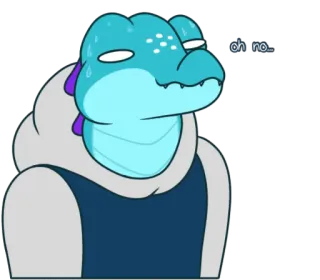 🥴 oh no... lézard, dessin animé, transpirant, anxieux, nerveux whatsapp sticker