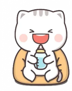 🍼 chat, chaton, mignon, biberon, dessin animé telegram sticker