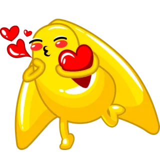 😘 love, kiss, heart, cute, cartoon, yellow telegram sticker