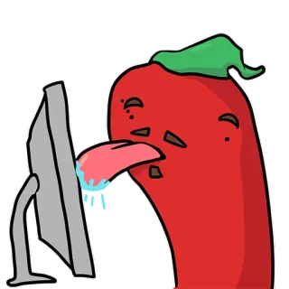 👅 후추, 고추, 컴퓨터, 혀, 만화, 매운 telegram sticker