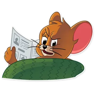 😑 Jerry Mouse Tom and Jerry mouse, cartoon, reading, newspaper telegram sticker