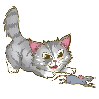 😏 gato, gatinho, rato, desenho animado, animal, animal de estimação, fofo telegram sticker