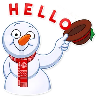 ✋ HELLO Muñeco de nieve, Hola, Invierno, Saludo, Fiesta whatsapp sticker