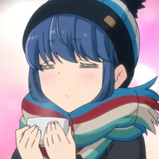 😊 Rin Shima Yuru Camp Anime, Desenho animado, Garota, Inverno, Frio, Fofo, Cachecol telegram sticker