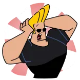 😨 Johnny Bravo Dessin animé, Personnage, Blond, Lunettes de soleil, Animé whatsapp sticker