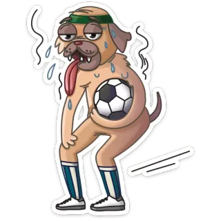 ⚽ anjing, olahraga, kartun, keringat, sepak bola, latihan telegram sticker