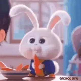 🥕 Snowball The Secret Life of Pets @cocopry rabbit, bunny, carrot, cute, animal, pet telegram sticker