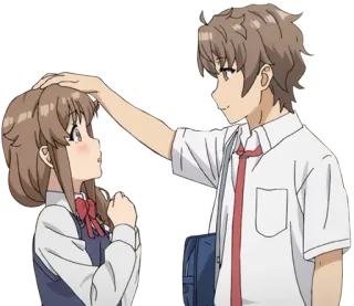 💖 Anime, Paar, Zärtlich, Schuluniform, Kopf berühren, Cartoon whatsapp sticker